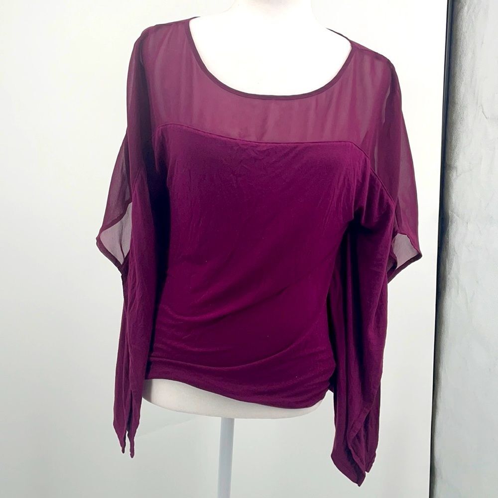 WHBM Sheer Top Half Blouse Handkerchief Sides